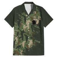 Bowling Camouflage Pattern Family Matching Mermaid Dress and Hawaiian Shirt with Ball and Pins Graphic in Army Green and Beige Brushstroke Design - Wonder Print Shop