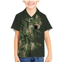 Bowling Camouflage Pattern Family Matching Mermaid Dress and Hawaiian Shirt with Ball and Pins Graphic in Army Green and Beige Brushstroke Design - Wonder Print Shop