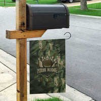 Bowling Camouflage Pattern Garden Flag with Ball and Pins Graphic in Army Green and Beige Brushstroke Design - Wonder Print Shop