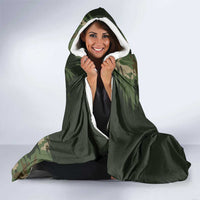 Bowling Camouflage Pattern Hooded Blanket with Ball and Pins Graphic in Army Green and Beige Brushstroke Design - Wonder Print Shop