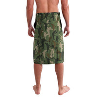 Bowling Camouflage Pattern Lavalava with Ball and Pins Graphic in Army Green and Beige Brushstroke Design - Wonder Print Shop