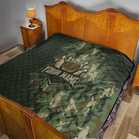 Bowling Camouflage Pattern Quilt with Ball and Pins Graphic in Army Green and Beige Brushstroke Design - Wonder Print Shop