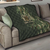 Bowling Camouflage Pattern Quilt with Ball and Pins Graphic in Army Green and Beige Brushstroke Design - Wonder Print Shop