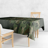 Bowling Camouflage Pattern Tablecloth with Ball and Pins Graphic in Army Green and Beige Brushstroke Design - Wonder Print Shop