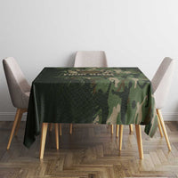 Bowling Camouflage Pattern Tablecloth with Ball and Pins Graphic in Army Green and Beige Brushstroke Design - Wonder Print Shop