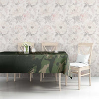 Bowling Camouflage Pattern Tablecloth with Ball and Pins Graphic in Army Green and Beige Brushstroke Design - Wonder Print Shop