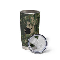 Bowling Camouflage Pattern Tumbler Cup with Ball and Pins Graphic in Army Green and Beige Brushstroke Design - Wonder Print Shop