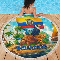 Ecuador Beach Blanket with Wildlife and Flag Landscape Design - Wonder Print Shop