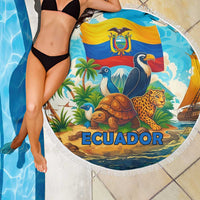 Ecuador Beach Blanket with Wildlife and Flag Landscape Design - Wonder Print Shop