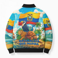 Ecuador Bomber Puffer Jacket with Wildlife and Flag Landscape Design - Wonder Print Shop