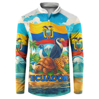 Ecuador Button Sweatshirt with Wildlife and Flag Landscape Design - Wonder Print Shop