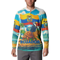 Ecuador Button Sweatshirt with Wildlife and Flag Landscape Design - Wonder Print Shop
