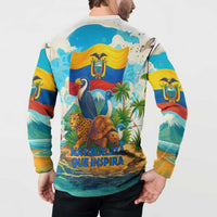 Ecuador Button Sweatshirt with Wildlife and Flag Landscape Design - Wonder Print Shop