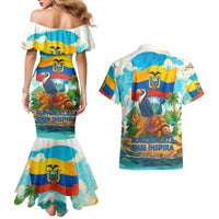 Ecuador Couples Matching Mermaid Dress and Hawaiian Shirt with Wildlife and Flag Landscape Design - Wonder Print Shop