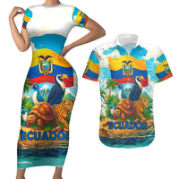 Ecuador Couples Matching Short Sleeve Bodycon Dress and Hawaiian Shirt with Wildlife and Flag Landscape Design - Wonder Print Shop
