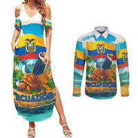 Ecuador Couples Matching Summer Maxi Dress and Long Sleeve Button Shirt with Wildlife and Flag Landscape Design - Wonder Print Shop