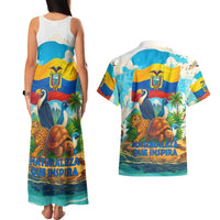 Ecuador Couples Matching Tank Maxi Dress and Hawaiian Shirt with Wildlife and Flag Landscape Design - Wonder Print Shop