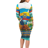 Ecuador Family Matching Long Sleeve Bodycon Dress and Hawaiian Shirt with Wildlife and Flag Landscape Design - Wonder Print Shop