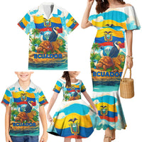 Ecuador Family Matching Mermaid Dress and Hawaiian Shirt with Wildlife and Flag Landscape Design - Wonder Print Shop