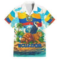Ecuador Family Matching Off The Shoulder Long Sleeve Dress and Hawaiian Shirt with Wildlife and Flag Landscape Design - Wonder Print Shop