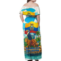 Ecuador Family Matching Off Shoulder Maxi Dress and Hawaiian Shirt with Wildlife and Flag Landscape Design - Wonder Print Shop
