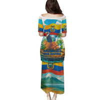 Ecuador Family Matching Puletasi and Hawaiian Shirt with Wildlife and Flag Landscape Design - Wonder Print Shop