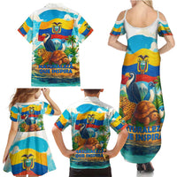 Ecuador Family Matching Summer Maxi Dress and Hawaiian Shirt with Wildlife and Flag Landscape Design - Wonder Print Shop
