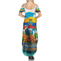 Ecuador Family Matching Summer Maxi Dress and Hawaiian Shirt with Wildlife and Flag Landscape Design - Wonder Print Shop