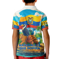 Ecuador Kid Polo Shirt with Wildlife and Flag Landscape Design - Wonder Print Shop