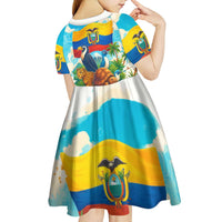 Ecuador Kid Short Sleeve Dress with Wildlife and Flag Landscape Design - Wonder Print Shop