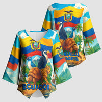 Ecuador Kimono Sleeve Blouse with Wildlife and Flag Landscape Design - Wonder Print Shop