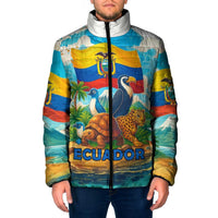 Ecuador Padded Jacket with Wildlife and Flag Landscape Design - Wonder Print Shop