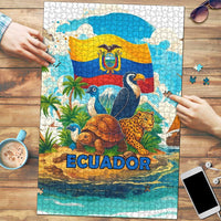 Ecuador Puzzle with Wildlife and Flag Landscape Design - Wonder Print Shop
