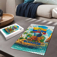 Ecuador Puzzle with Wildlife and Flag Landscape Design - Wonder Print Shop