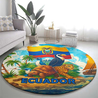 Ecuador Round Carpet with Wildlife and Flag Landscape Design - Wonder Print Shop