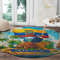 Ecuador Round Carpet with Wildlife and Flag Landscape Design - Wonder Print Shop