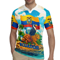 Ecuador Rugby Jersey with Wildlife and Flag Landscape Design - Wonder Print Shop