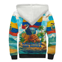 Ecuador Sherpa Hoodie with Wildlife and Flag Landscape Design - Wonder Print Shop