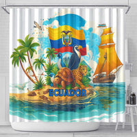 Ecuador Shower Curtain with Wildlife and Flag Landscape Design - Wonder Print Shop