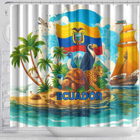 Ecuador Shower Curtain with Wildlife and Flag Landscape Design - Wonder Print Shop