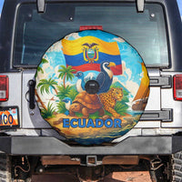 Ecuador Spare Tire Cover with Wildlife and Flag Landscape Design - Wonder Print Shop