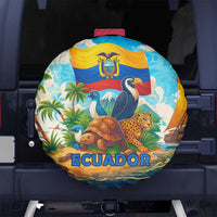 Ecuador Spare Tire Cover with Wildlife and Flag Landscape Design - Wonder Print Shop