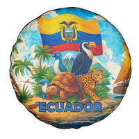 Ecuador Spare Tire Cover with Wildlife and Flag Landscape Design - Wonder Print Shop
