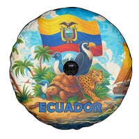 Ecuador Spare Tire Cover with Wildlife and Flag Landscape Design - Wonder Print Shop