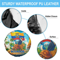 Ecuador Spare Tire Cover with Wildlife and Flag Landscape Design - Wonder Print Shop