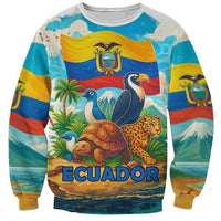 Ecuador Sweatshirt with Wildlife and Flag Landscape Design - Wonder Print Shop