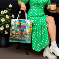 Ecuador Tote Bag with Wildlife and Flag Landscape Design - Wonder Print Shop