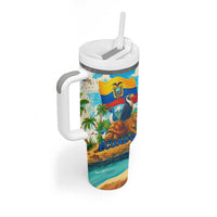 Ecuador Tumbler With Handle with Wildlife and Flag Landscape Design - Wonder Print Shop