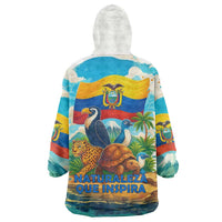Ecuador Wearable Blanket Hoodie with Wildlife and Flag Landscape Design - Wonder Print Shop
