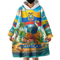 Ecuador Wearable Blanket Hoodie with Wildlife and Flag Landscape Design - Wonder Print Shop